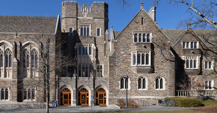 Image of Duke University Library building in Durham, NC for the Duke Law Data Repository Software development and web design company case study for Chariot Creative Digital Marketing
