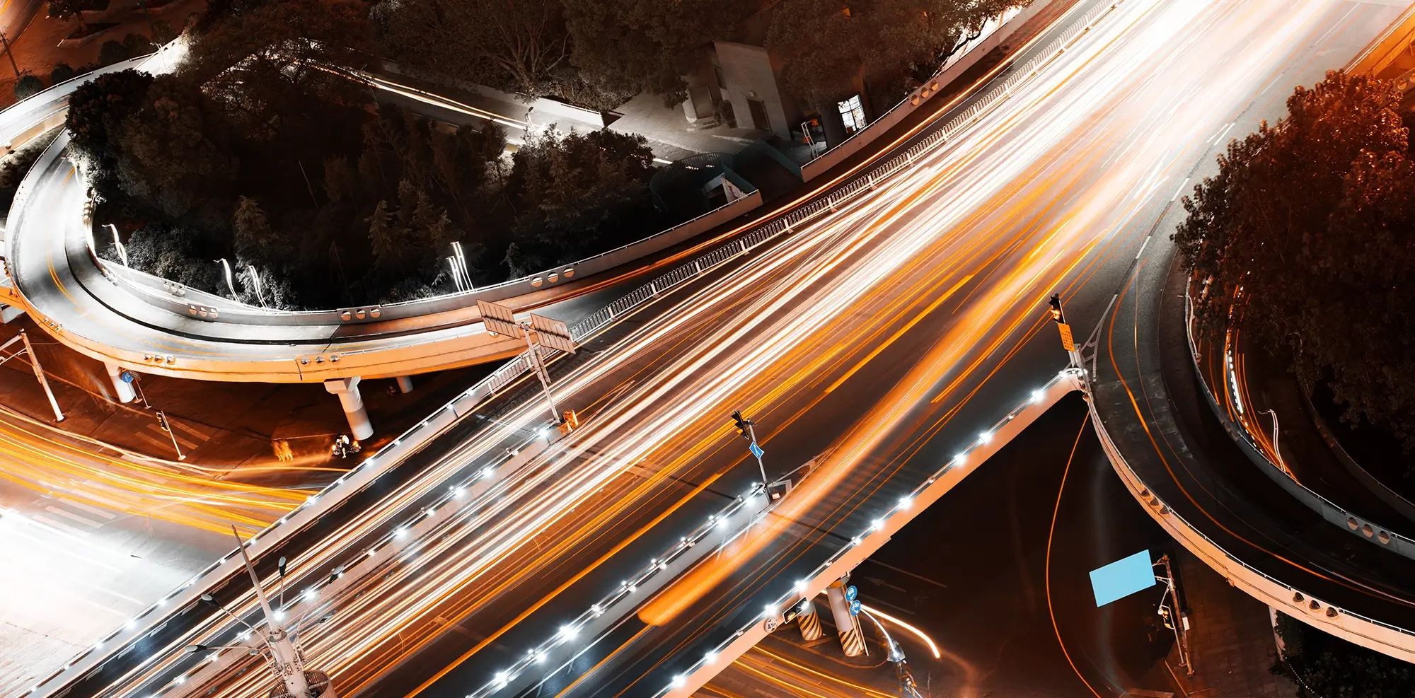 2 freeways merging into one larger freeway