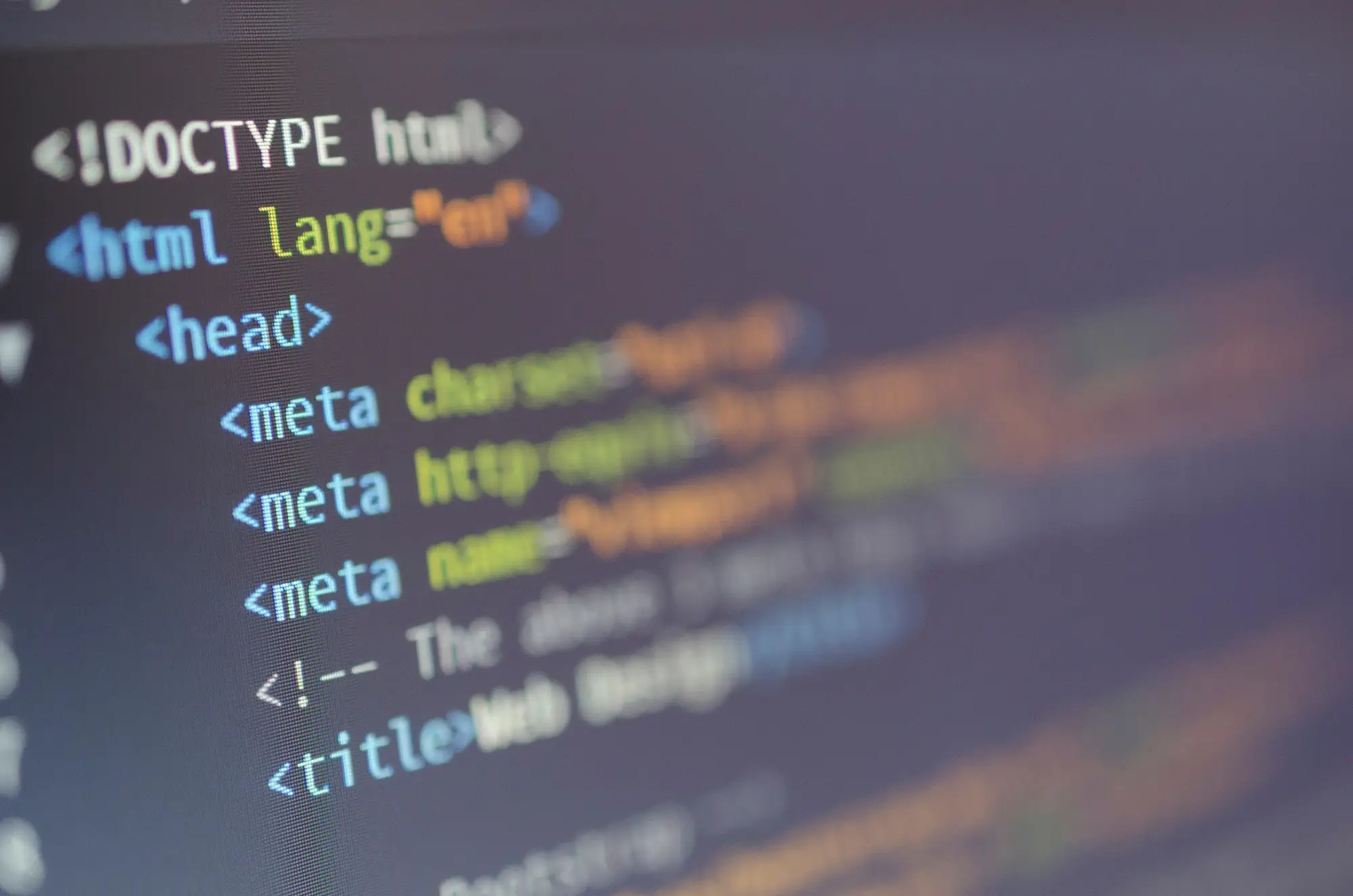 Close up photo of html website code