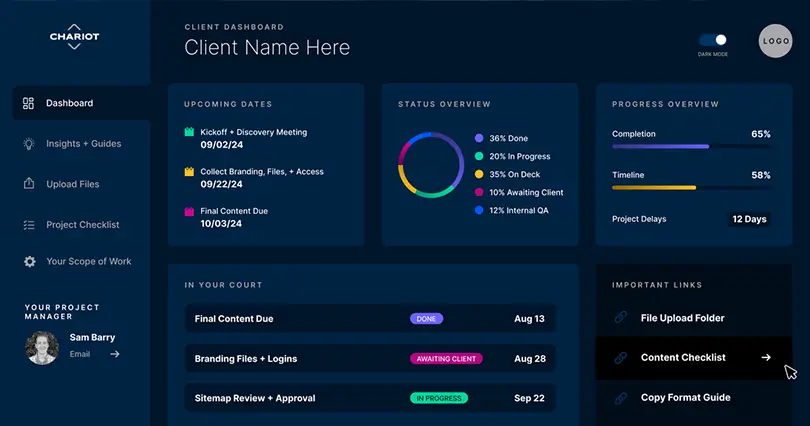 Chariot Client Dashboard Example